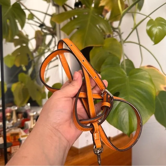 Coach mini Signature Brown Satchel with Orange Trim 2way bag - Picture 9 of 10